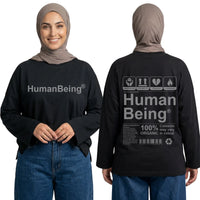 Human Being Long Sleeve Oversized Cotton Women T-Shirt
