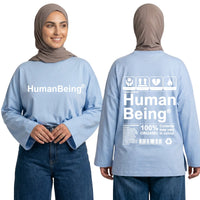 Human Being Long Sleeve Oversized Cotton Women T-Shirt