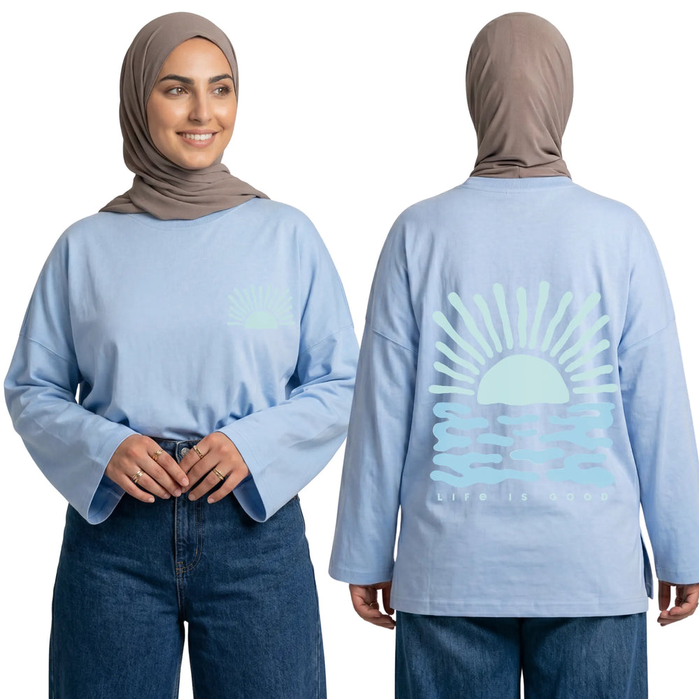 Life Is Good Long Sleeve Oversized Cotton Women T-Shirt