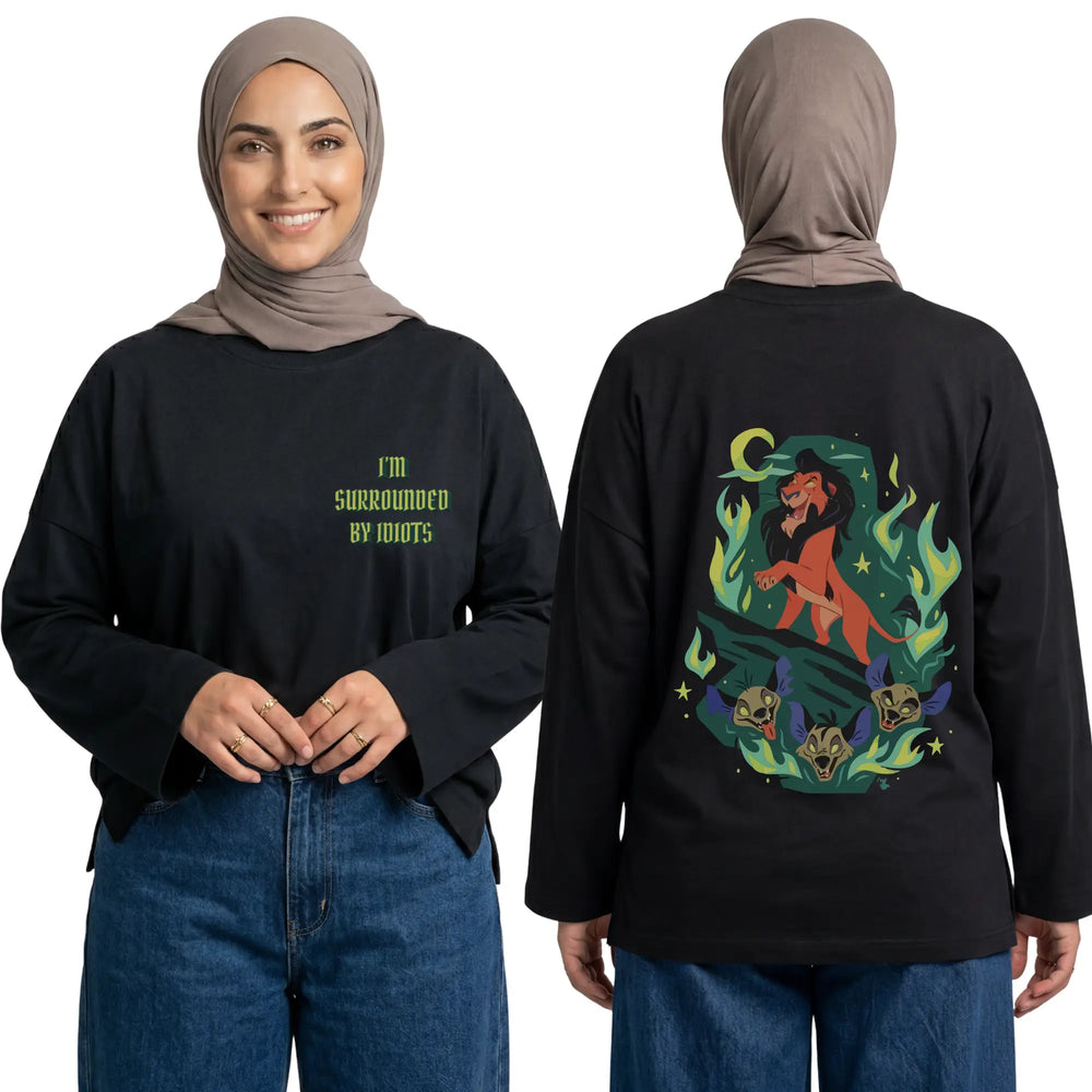 Surrounded By Idiots Long Sleeve Oversized Cotton Women T-Shirt