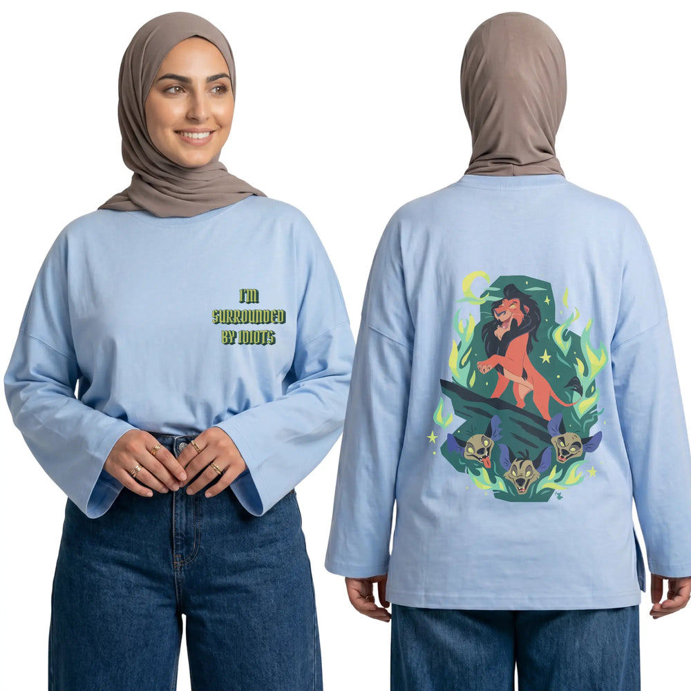 Surrounded By Idiots Long Sleeve Oversized Cotton Women T-Shirt